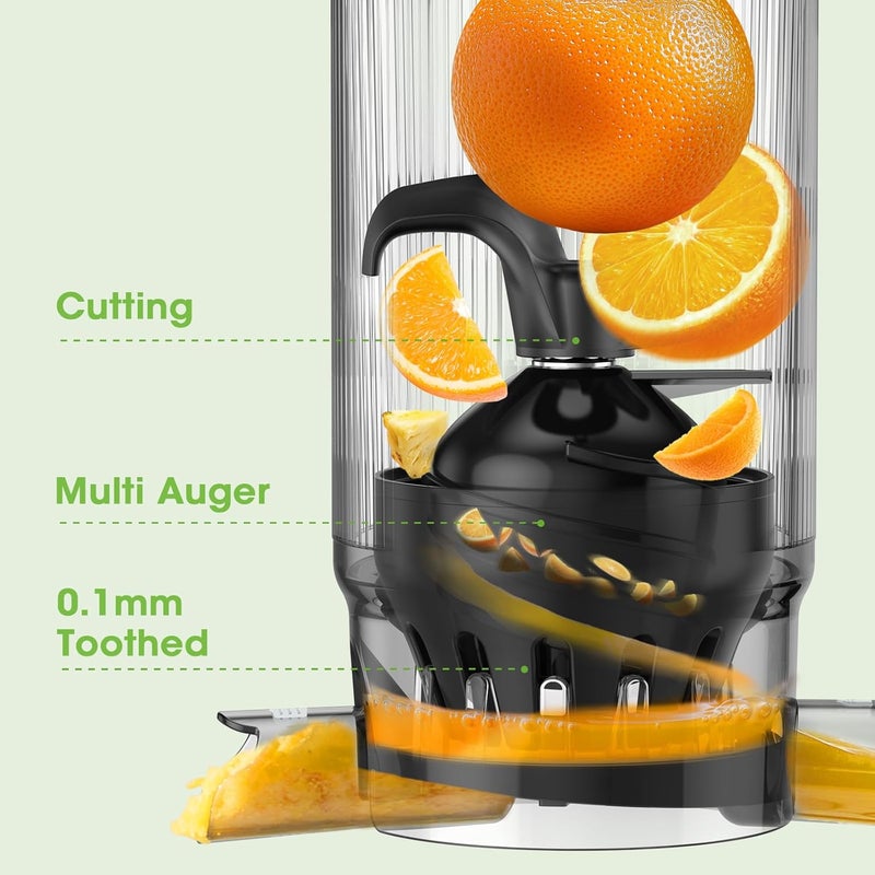 SMALLHOO Juicer Machines, 5.3" Wide Feed Chute Cold Press Juicer for Whole Vegetables & Fruits, High Juice Yield, BPA Free (Slivery) - Image 3